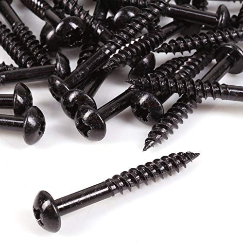 50x Timco Black Passivated Wood Screws 10G x 1 1/2 Round Head Coated Blackjax Fasteners