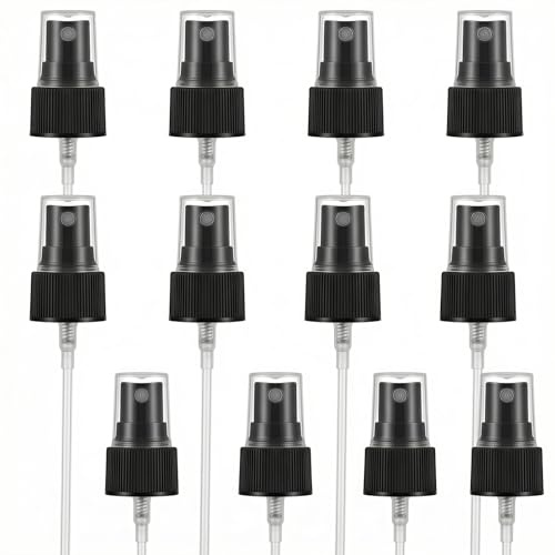 SYBL Spray Top for Essential Oil Bottles 20/410 Fine Mist Sprayer Cap Recycle and Reuse Replacement Pump Top Special for 20mm Caliber PET Bottles,Pack of 12(Black)