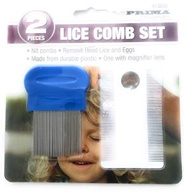 Plastic 2 Piece Lice & Nits Comb Set Removal Kit with Magnifier Ideal for Children/Adult/Elderly
