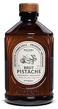 BACANHA - Sirop Bio et Brut - Sirop de Pistache - Pour Café, Cappuccino, Latte et Cocktail - 400 mL