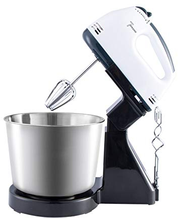JHNEA Batidora Amasadora con Movimiento Orbital y Bol de 1.7L Repostería 100 W con 7 Velocidades y Función Turbo 2 Varillas para Batir y Amasar Panadería,White