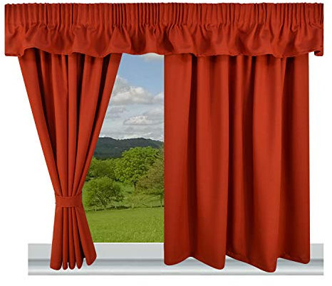 Trend Curtains Blackout & Thermal LiningCaravan Curtains Fully Lined - 3 pencil pleat panels with Plain 100% Polyester fabric (Blackout Terracotta 44 Width x 78 Single Door Curtain)