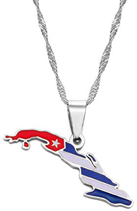 LIUZIXI Collier Pendentif Carte De Cuba - Charme À La Mode Carte De Pays Cubain Pendentif Drapeau National - pour Femmes Hommes Bijoux Ethniques Patriotique Cadeau d'anniversaire
