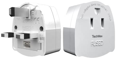 TechMax US to UK Plug Adapter Pack of 2 Type A and B to Type G Plug Adapter USA to UK Travel Adapter Accepts Canada, Mexico, China, Thailand, American To British Plug Adaptor