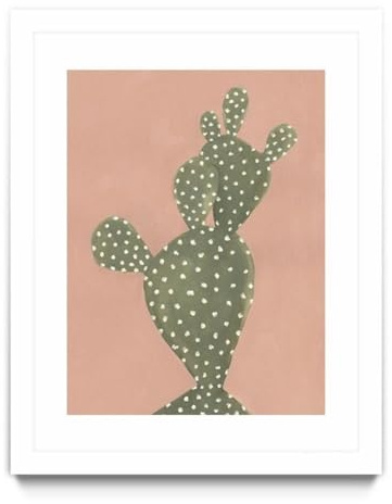 Giant Art 30x40 Coral Cacti II Matted and Framed in Multi-Color