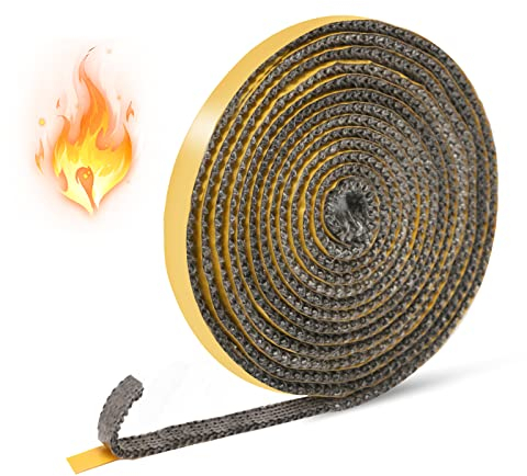 Guarnizione Camino Fibra di Vetro Resistente al Calore Fino a 500°C per Stufe Caminetti Porta del Forno (3mm x 10mm x 3m)