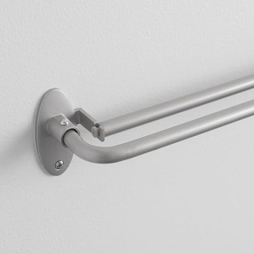Eclipse Clinton Blackout Curtain Rod, 5/8 Inch Double Bar Wrap Around Adjustable - Fits Windows 48 to 86 Inch, Brushed Nickel Finish