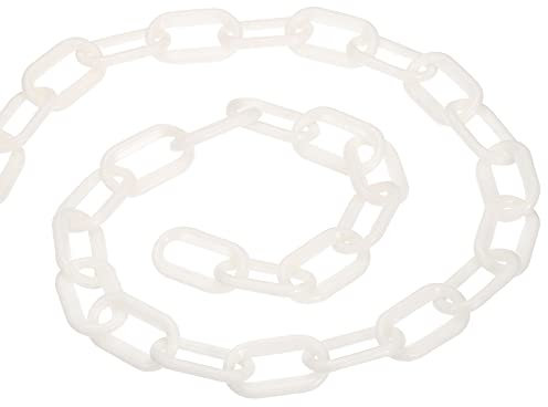 PATIKIL 33ft Plastic Barrier Chain, Safety Barrier Chain Plastic Chain Links Crowd Control Barrier for Fence Gate Garden Construction Driveway Elevator Parking Lot, White