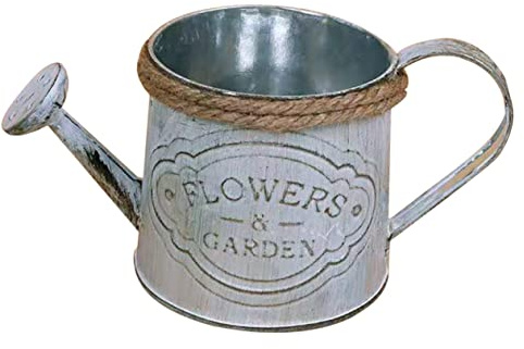 MERRYHAPY 2Pcs Vintage Iron Flower Pot with Rope Retro Iron Planter for Floral Arrangements Decorative Vase for Fresh Dried Flowers Rustic Planting Bucket for Home Decor