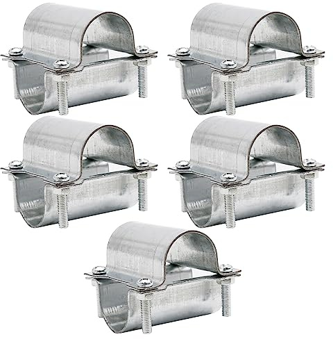 5 Sets 1¼ Greenhouse Cross Grid Pipe Connector Clamps, 32mm Purlin Bracket, Galvanized Steel Chain Link Fence Clamps, Steel Hothouse Pipe Fitting Clip with Bolts and Nuts (32mm)