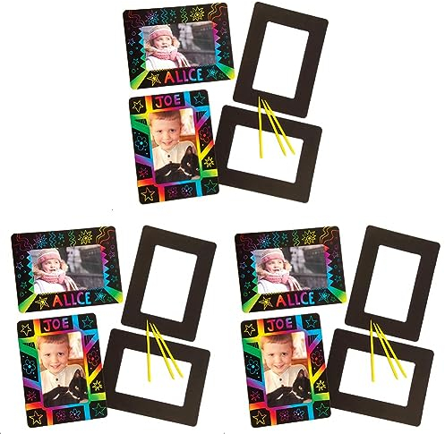 Baker Ross Kratzbild-Bilderrahmen - 21.5cm x 16cm - scratch art für Kinder zum Basteln - 8 Stück, sortiert (Packung mit 3)
