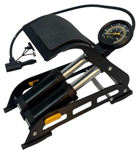 True Face Foot Pump Double Cylinder with Pressure Gauge Bike Foot Pump 160PSI Double Barrel Floor Air Pump Heavy Duty Inflator For Bike Motorbike Car Van Tyre