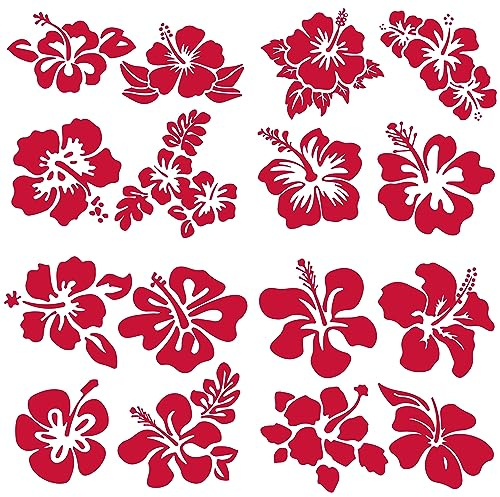 GORGECRAFT 4 Styles D'Autocollants Hawaïens en Forme de Fleur D'Hibiscus pour Voiture Autocollants Réfléchissants Colorés Vinyle Imperméable Décoration Extérieure Automobile pour Camion Moto Portes