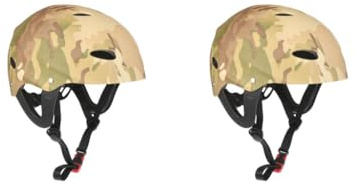 Mealoodiousmusea 2 juegos adultos niños deportes acuáticos casco de seguridad kayak canoa tapa dura ejército verde camuflaje