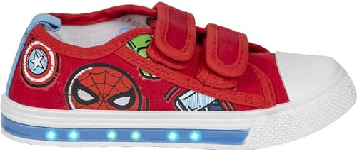 Sneakers Avengers per Bambini - Rosso - Taglia 31 - Chiusura con Velcro - Sneakers con luci e Suola in PVC - Realizzate in Cotone - Prodotto Originale Disegnato in Spagna