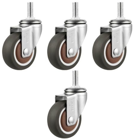 Pxzybd Schwerlastrollen, Lenkrollen Mit Feststeller, Ersatz Möbelrollen, Schwenkrollen Ohne Feststeller, Gummiräder, Transportrollen, 4 Stück Rollen Für Möbel, Bodenschutz,4Nobrakes-25mm/M6