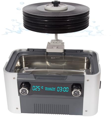 Record Cleaner 6L Ultrasonic Vinyl Record Cleaner, 240W Ultrasonic Records Cleaner With Drying Rack,Ultrasonic Vinyl Cleaner 7-12 Inch,Intelligent Clean High Frequency Water Temperature Warning