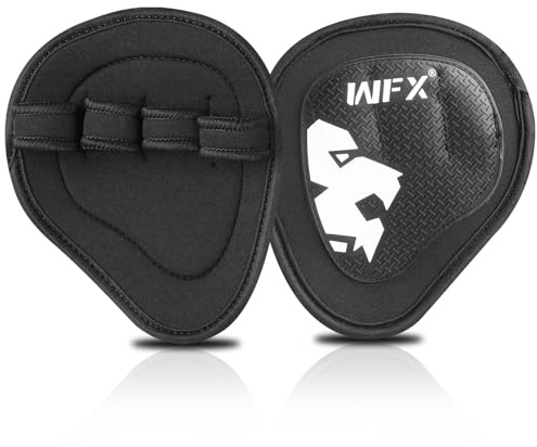 WFX Weight lifting Gym Gloves Neoprene Padded Rubber Palm Open Lifting Pads Workout Gloves Grip Pads Training Pads Bodybuilding calisthenics Powerlifting (Black)