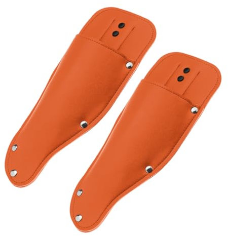 PAMINGONO Funda Para Tijeras De Podar 2 Piezas Para Jardinería Exterior, Cuero Durable Naranja, Estuche Portátil Para Podadora, Soporte Seguro Para Cinturón, Protección Contra Óxido