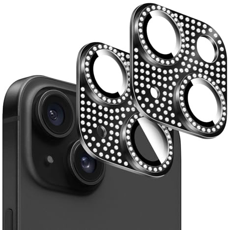 Kucheed 2PCS Bling Diamond Camera Lens Protector for iPhone, One-Piece Anti-Scratch Metal with 3D Colorful Shiny Rhinestone Decoration Back Camera Cover for iPhone 12/iPhone 12 Mini