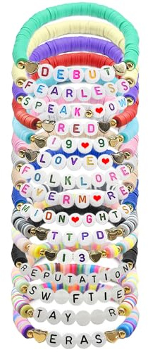 15 Pcs Singer Friendship Bracelets for Girls, Album Inspired Letter Glow Bracelet Clay Bead Friendship Bracelets Bulk for Women Beads Jewelry Bracelet Stack for Birthday Fans Gifts Music Lovers