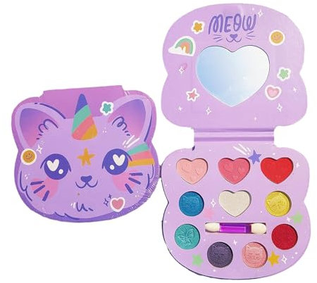 MockTota Schminkset Mädchen, Ungiftig und Abwaschbar Kinder Make-Up Set Mädchen, Karneval Schminke Kinderschminken, DIY Prinzessin Kids Makeup Set for Girls, Kinder Schminkpalette (10 F)