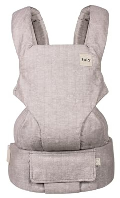 Tula Linen Explore Leinen Babytrage für Neugeborene ab Geburt, 3-in-1 Baby-Tragetasche Bauchtrage Rückentrage Ergonomisch, Sand