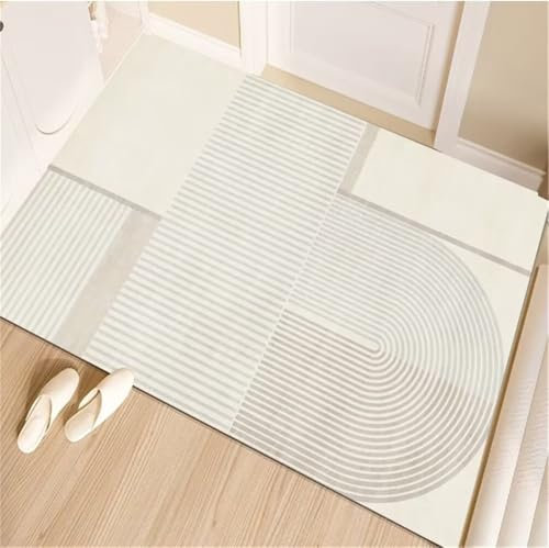 RUGMRZ Bettumrandung Teppich Teppich Aesthetic 70x140CM Balkon Teppich Teppich vorraum Grau Moderner, Rutschfester, strapazierfähiger Teppich mit Streifenmuster