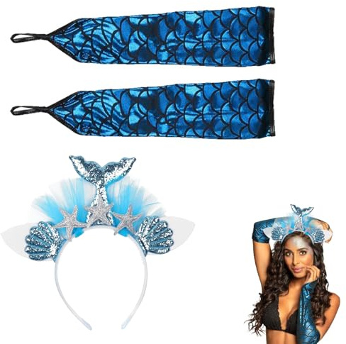 CLDURHGE Eindrucksvoller Meerjungfrau Kopfschmuck und Haarreif für Damen und junge Damen – Märchenhaftes Meerjungfrau Kostüm Accessoire mit XXL Charme – Perfekter Haarschmuck für Meerjungfrauenkostüm