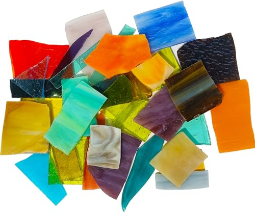 Buntglas Blätter,Glasmosaik Bastelset mit Verschiedenen Farben und Formen, Buntglas für handgemachte DIY Kunst Handwerk und Wohndekoration (200g/7oz Pack) | Glasscheiben für handgefertigte DIY-Kunsthandwerk und Heimtextilien (200g/7oz Pack)