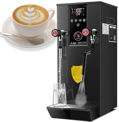 Milk Frother 2500W Commercial Multi-Purpose, 220V 12L Full-Automatic Steam Boiling Water Frothing Machine with 2 LCD Temperature Display - for Coffee Tea Shop