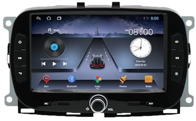 Kunfine CarPlay Android Auto Navigazione Stereo GPS Radio Display 7 IPS Schermo tattile Headunit Tavoletta Pad Lettore multimediale Per Fiat 500 2016-2022, 4 Core 2G+32G