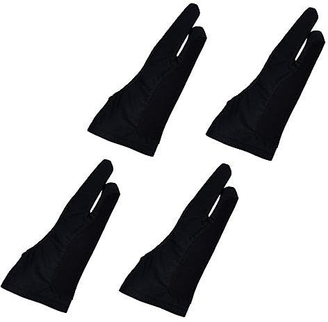 LALAFINA 4pcs Versatile Two-finger Art Gloves Drawing Tablet Painting Digital Drawing Gloves Non-slip Fouling Left Right Hand