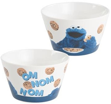 United Labels Sesamstraße Schüssel - Krümelmonster Om nom nom Cookie Müslischale Schale aus Porzellan 500 ml Weiß