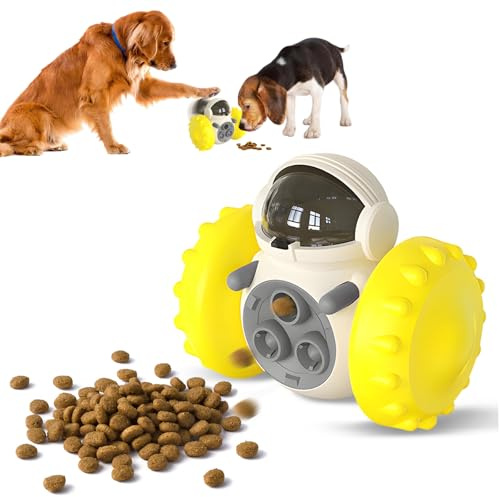 Jouet interactif pour Chien Jeu Intelligence, Jouet Chien Occupation Balle Indestructible, Distributeurs de Nourriture, Mangeoire Alimentation Lente, Drainer l'énergie & ralentir l'alimentation