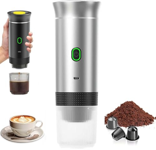PZCC Macchina per caffè portatile, 3 in 1, per caffè espresso, riscaldamento elettrico, 12 V, macchina da caffè espresso, ricaricabile, per ufficio, viaggio, casa, compatibile con capsule espresso e