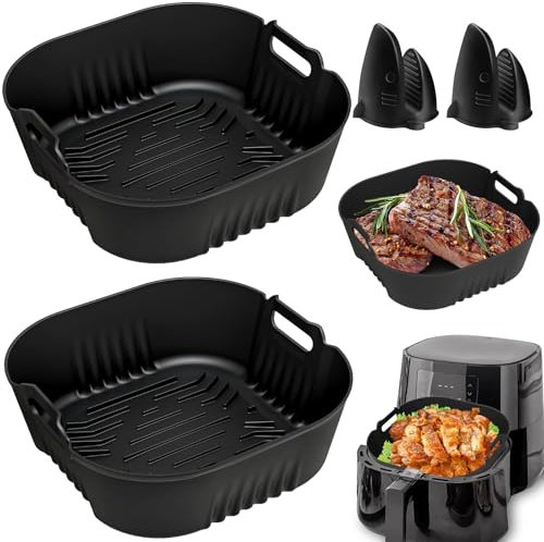 Moule Silicone Air Fryer pour Philips Série 3000 6.2L(HD9270/90), 4 Paquet Réutilisable Carré Airfryer Accessoires pour Philips Série 5000 XL 6.2L (HD9280/90) / Série 5000 7.2L(HD9285/90), Sans BPA