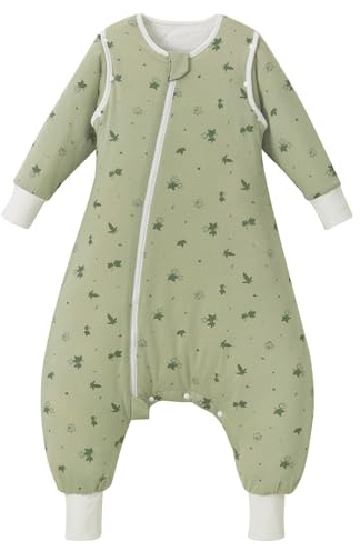 Nivolltha 2.5 TOG abnehmbaren Langärmeln Baby Schlafsack mit Füßen, 100% Baumwolle Winter Schlafsack mit Beinen für Kleinkinder, Ahorne, Größe M