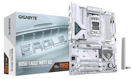 GIGABYTE B850 Eagle WIFI7 Ice Carte mère AMD AM5 LGA 1718, ATX, DDR5, 3X M.2, PCIe 5.0, USB-C, WIFI7, 2,5 GbE LAN, EZ-Latch