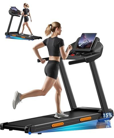 LONTEK Cinta de Correr Plegable con Inclinación 9%, Cinta de Andar Plegable 12KM/H,Caminadora Electrica para Casa Equipado con un Motor de 3,0 CV y Pantalla LED,Carga Máxima 136KG