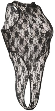 MIZSPISE Tenue Sexy Body Femme Dentelle Transparente Chic Lingerie Hot Nuisette Coquine Club Festival Soiree Sortir Anniversaire Couple Vêtements Cadeau Romantique Combinaison Noir Bleu