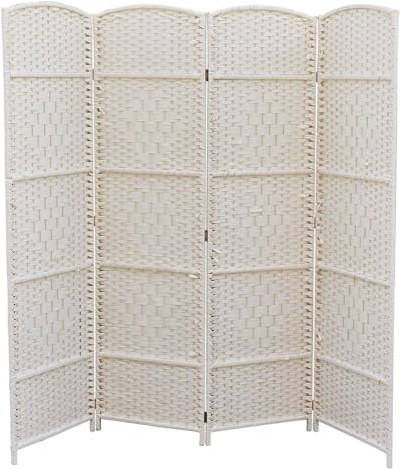 Divisorio pieghevole in bambù a 4 pannelli, divisorio portatile in legno, per uso interno, in legno di faggio, pieghevole, per la privacy, 1,2 x 1,5 m, soluzione di separazione della stanza beige