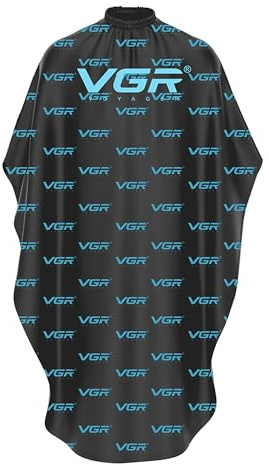 VGR Professionell frisörkappa vattentät frisörkappa för män med justerbar tryckknappsstängning frisörtillbehör frisörförkläde med logotyp för hem och salong mörk, Mörkgrå, Einheitsgröße
