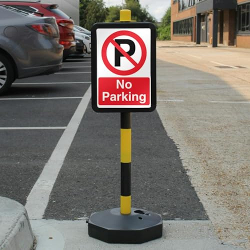 V Safety No Parking - Prohibition Symbol With ‘P’ Safety Sign - Sign Only - Fits Temporary Signpost -210 x 297 mm (A4) - 3mm RA2 Reflective Aluminium Composite