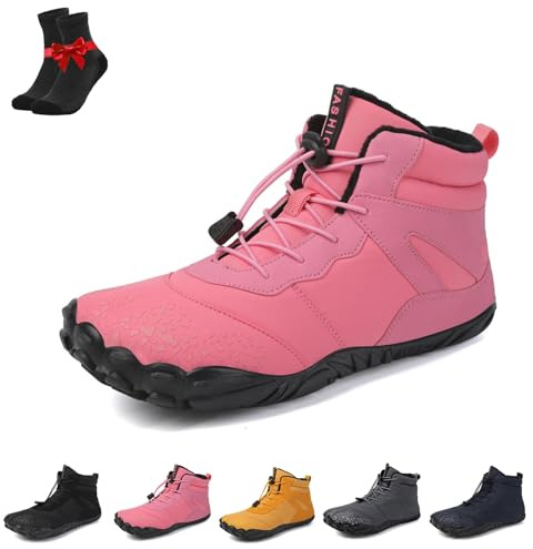 Barfotaskor for vintervandring, barfota vandringskängor for män och kvinnor, barfota vandringsskor kvinnor, snökängor vandring(Pink,43 EU)