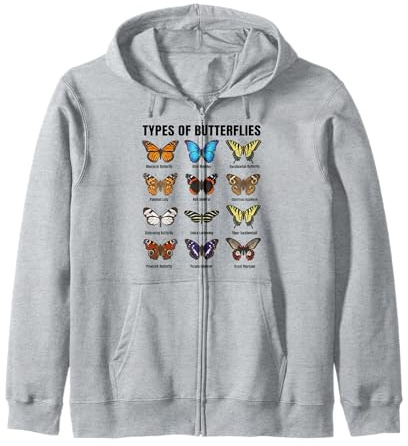 Types de Papillons, Tableau des espèces de Papillons Sweat à Capuche