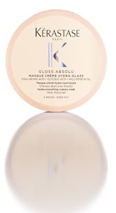 Kérastase Gloss Absolu Masque Crème Hydra-Glaze, Mascarilla para Cabello Muy Encrespado, Hidrata y Nutre, Con Ácido Glicólico, Ácido Hialurónico y Aceite de Rosa Silvestre, Tamaño Viaje 75 ml
