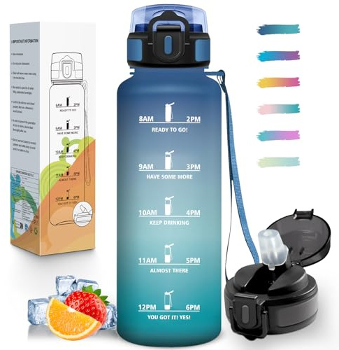 Mulbijeo Trinkflasche 1 5 Liter, Auslaufsicher, Wasserflasche Kohlensäure Geeignet, Sportflasche BPA-Frei, Wasserflasche mit Strohhalm, Trinkflasche Sport für Outdoor, Wandern, Fitness, Radfahren