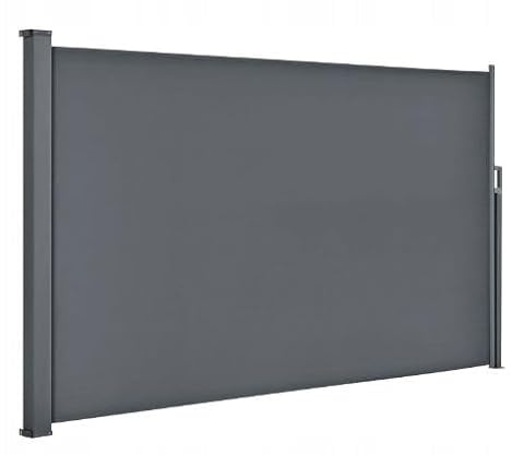 MAT-COMPANY Doppel Seitenmarkise 200x300 cm freistehend ausziehbar Windschutz Sichtschutz Balkon Terrasse anthrazit Aluminium Polyester