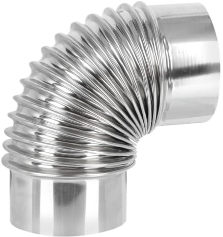 LABRIMP Codo para Conducto de Chimenea de Acero Inoxidable de 110 Mm, Tubo de Escape Flexible para Estufas de Leña, Accesorio Resistente para Ventilación y Conductos de Humos en Hogar